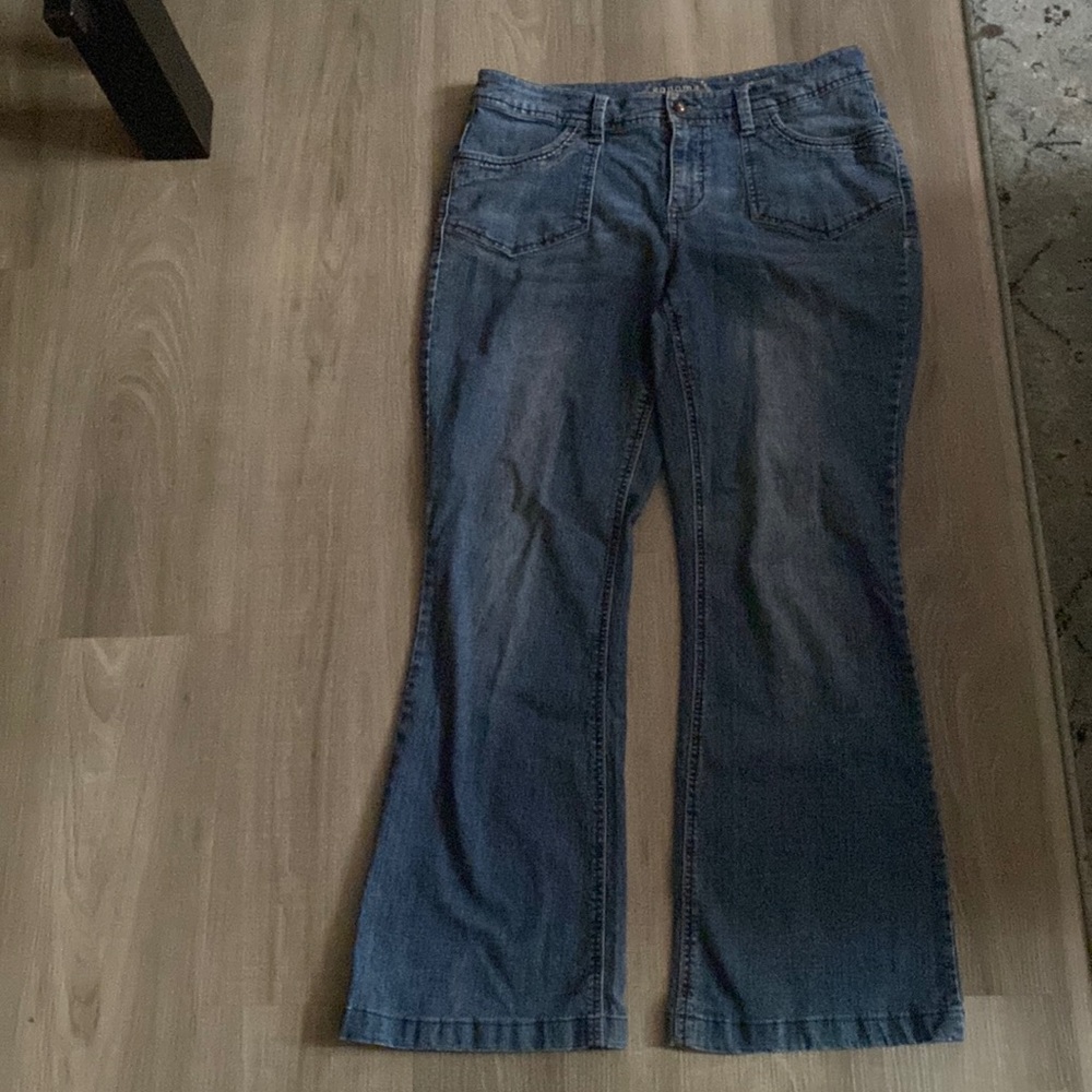 Sonoma pants, Modern flare, beautiful bronze engraved buttons, Size 12